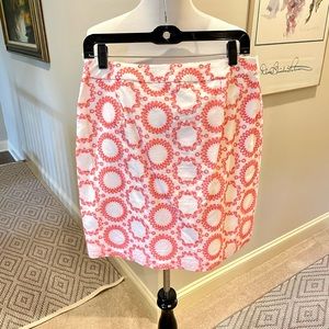 Banana Republic Milly Collection White and Coral Eyelet Skirt